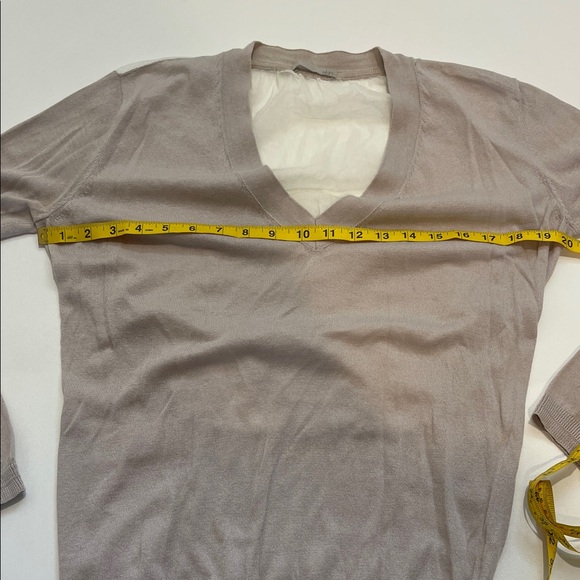 Skin Women’s V-Neck Lightweight Sweater in Dusty Taupe Mesh Back - Picture 2 of 8